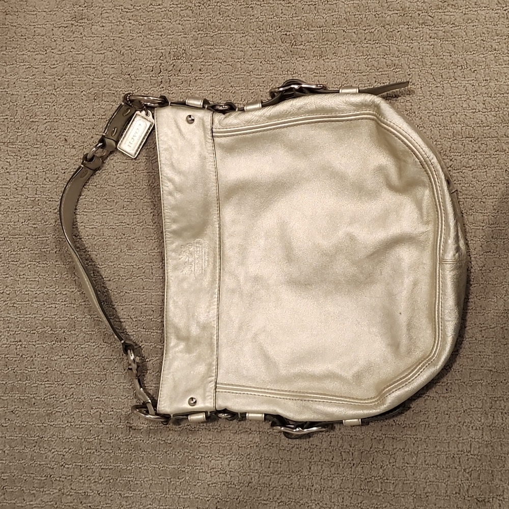Vintage Coach Soft Metallic Leather Hobo Bag